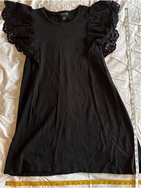 DESIGNERS Black Midi Dress with Eyelet Flutter Sleeves